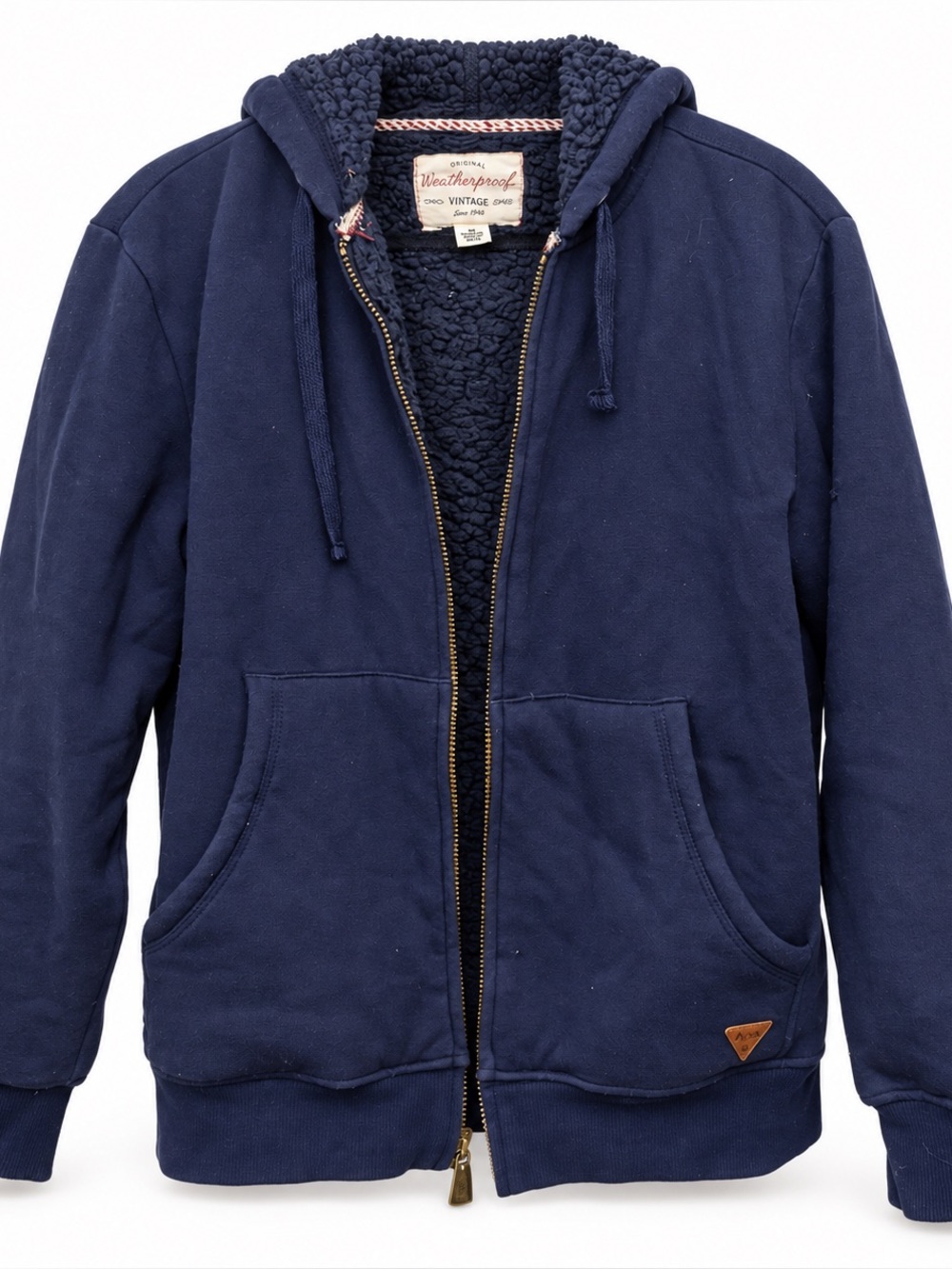 Weatherproof Vintage Navy Sherpa Lined Full Zip Hoodie Size